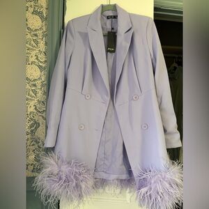 Nasty Gal Lilac Feathered Blazer